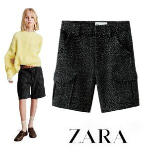ZARA Kids | Black | PATTERNED WEAVE SHORTS WITH POCKETS